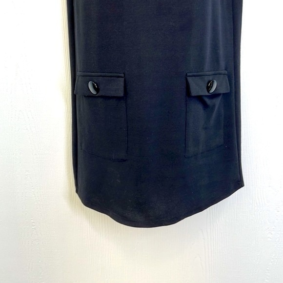 Zara - Gray Mock Neck Black Front Pocket Shift Dress Size Small - Picture 3 of 9